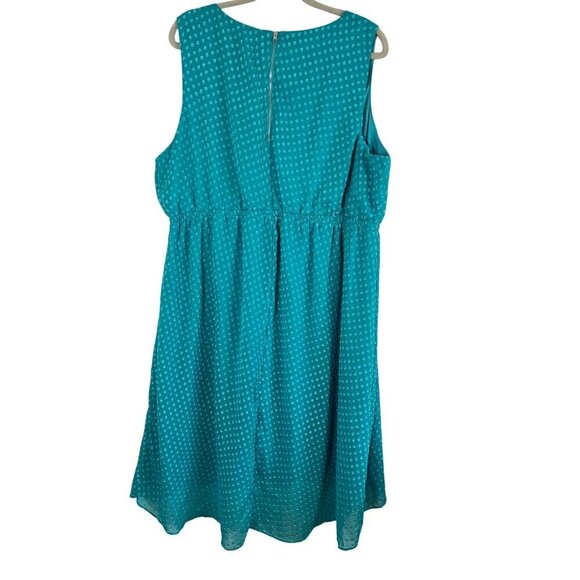 Lane Bryant Clip Dot Dress 22 Green Tank Midi Feminine Retro Pinup Skater 80s - Picture 9 of 12